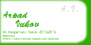 arpad vukov business card